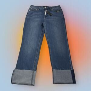 STITCH STAR Women’s 6 High Rise 5 Pocket HIGH CUFF Blue Jeans